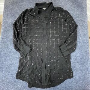 Rdalamat for Anthropologie Shirt Womens Medium Sequin Button Down Top Blouse